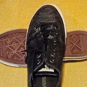 Black Leather Chuck Taylor Low Tops